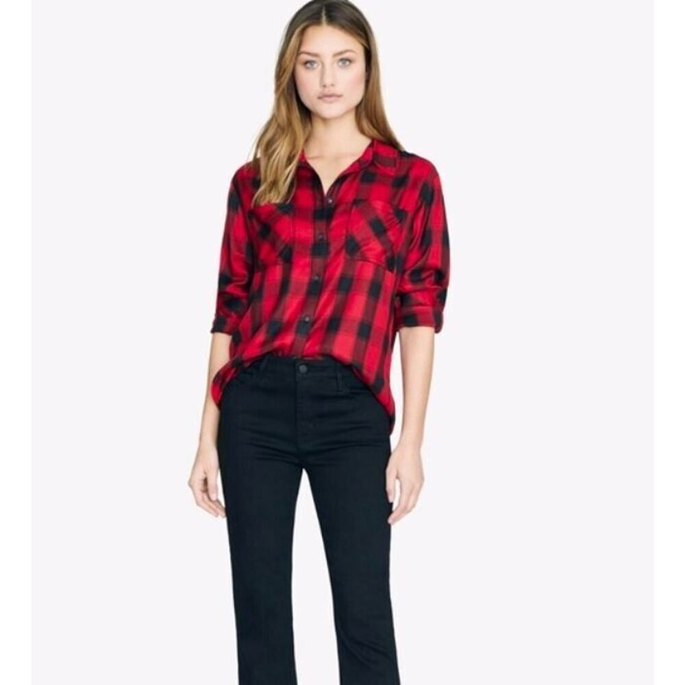 Sanctuary Women's New Generation Plaid Boyfriend Shirt In Fire Plaid Small $79